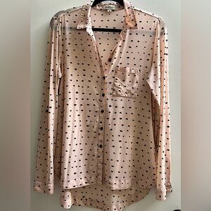 Smart Set Pale Pink Polka Dot Sheer Blouse